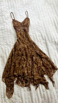 Y2K Leopard Print Heart Chest Maxi Dress