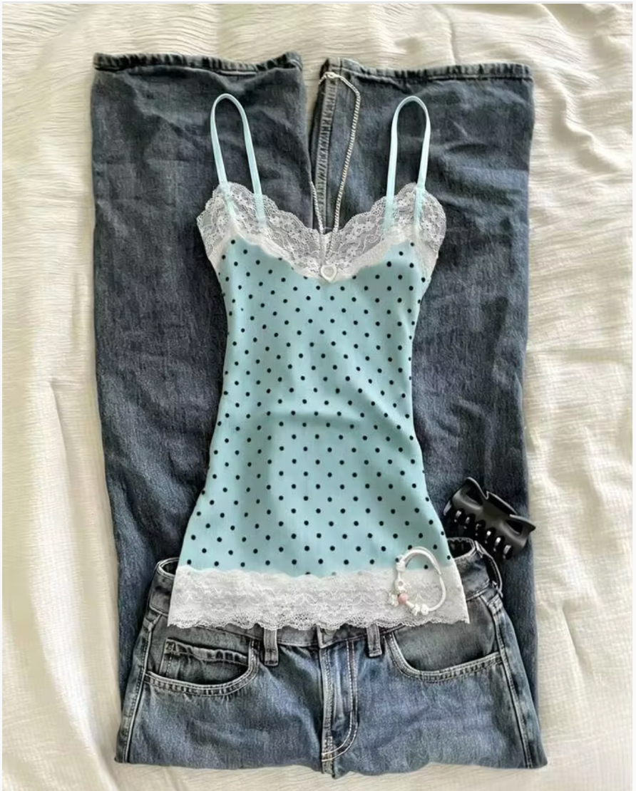 Jeans And Top Y2K Cyan Fit